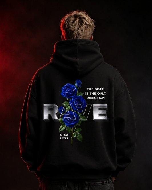 Blue Rose Rave Oversized Hoodie