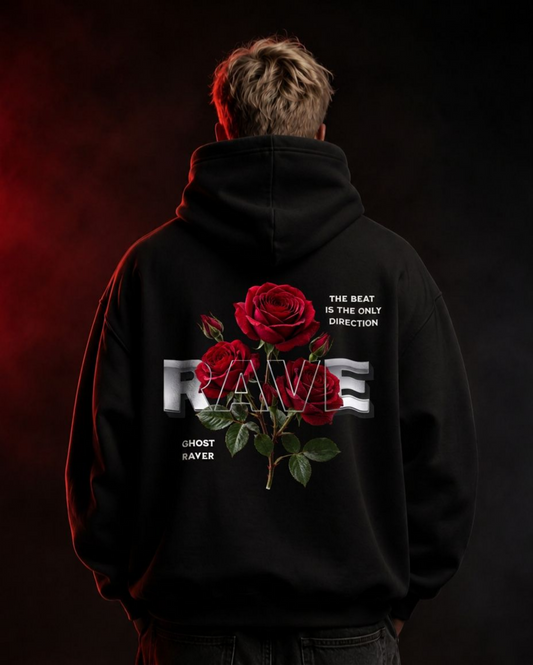 Red Rose Rave Oversized Hoodie