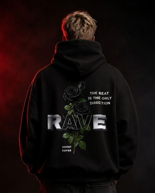 Black Rose Rave Oversized Hoodie